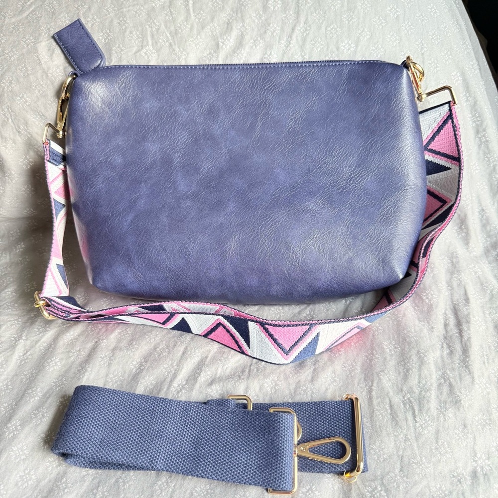 Ah.dorned Faux Leather Crossbody Bag with extra removable Strap NWOT